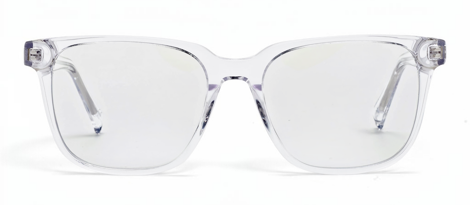 lavunett Hoover square blue light glasses in clear crystal acetate