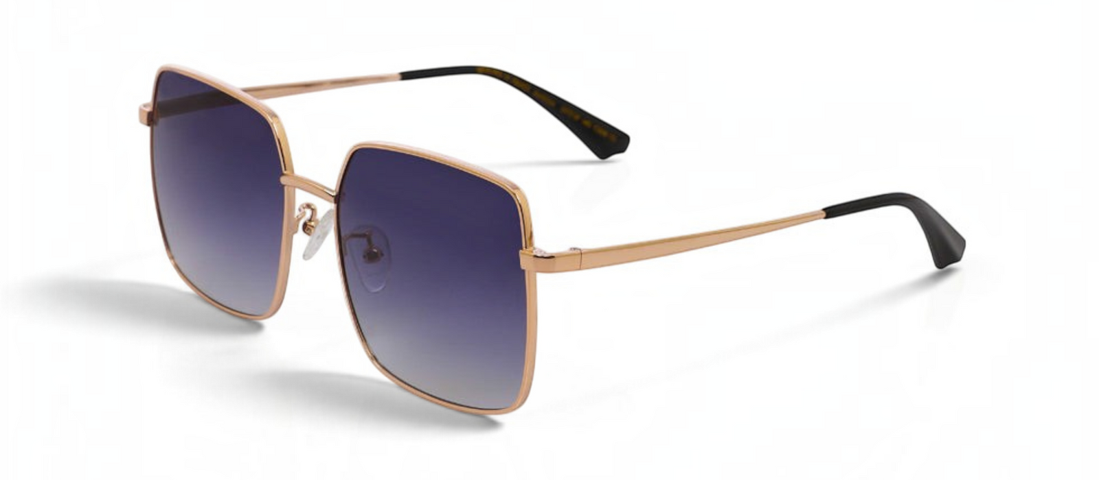 lavunett Vanessa square sunglasses in gold metal with polarised lenses, view 2