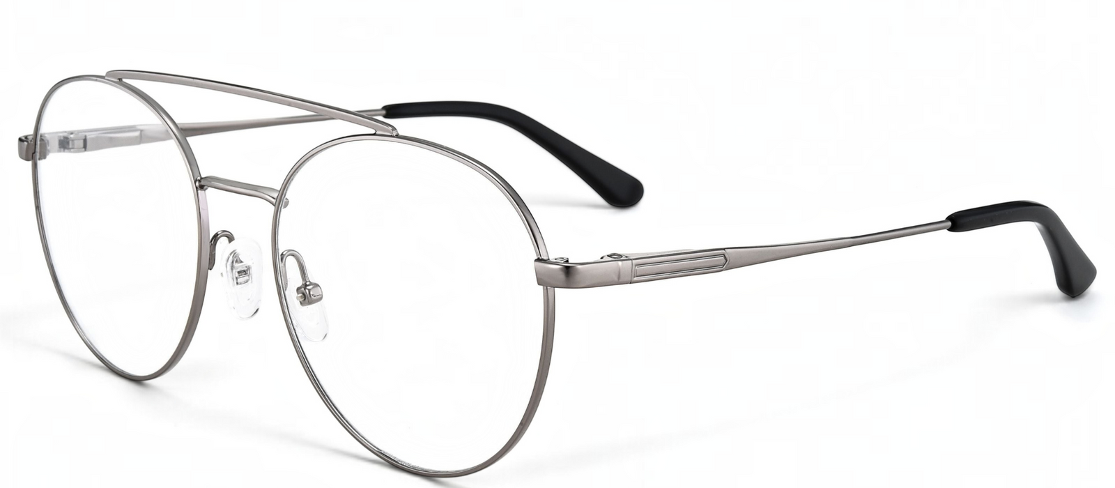 lavunett Pablito aviator glasses in silver titanium with clear lenses, view 2