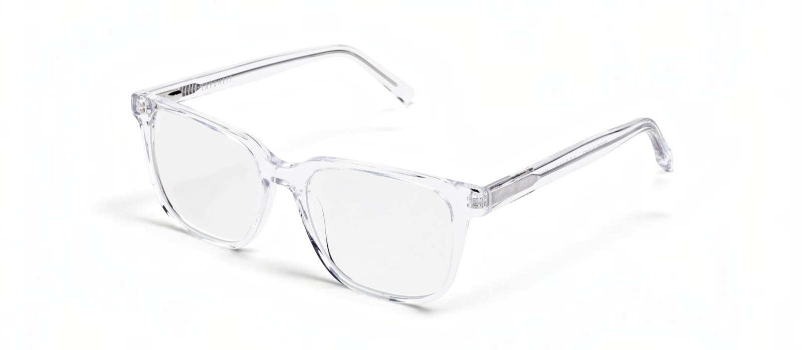 lavunett Hoover square blue light glasses in clear crystal acetate, view 2