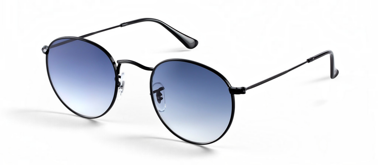 lavunett Benji Black round sunglasses in black metal with tinted lenses, view 2