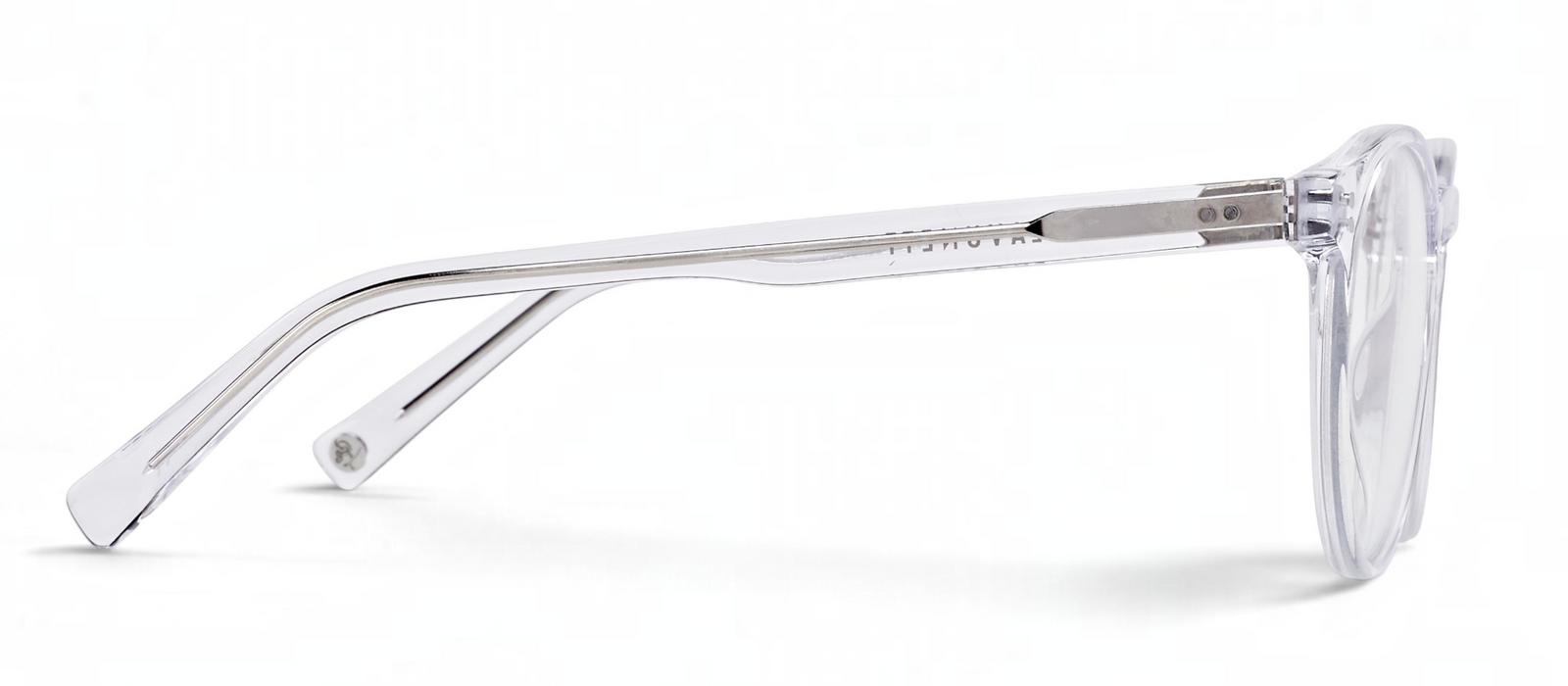lavunett Pearl round blue light glasses in clear crystal acetate, view 3