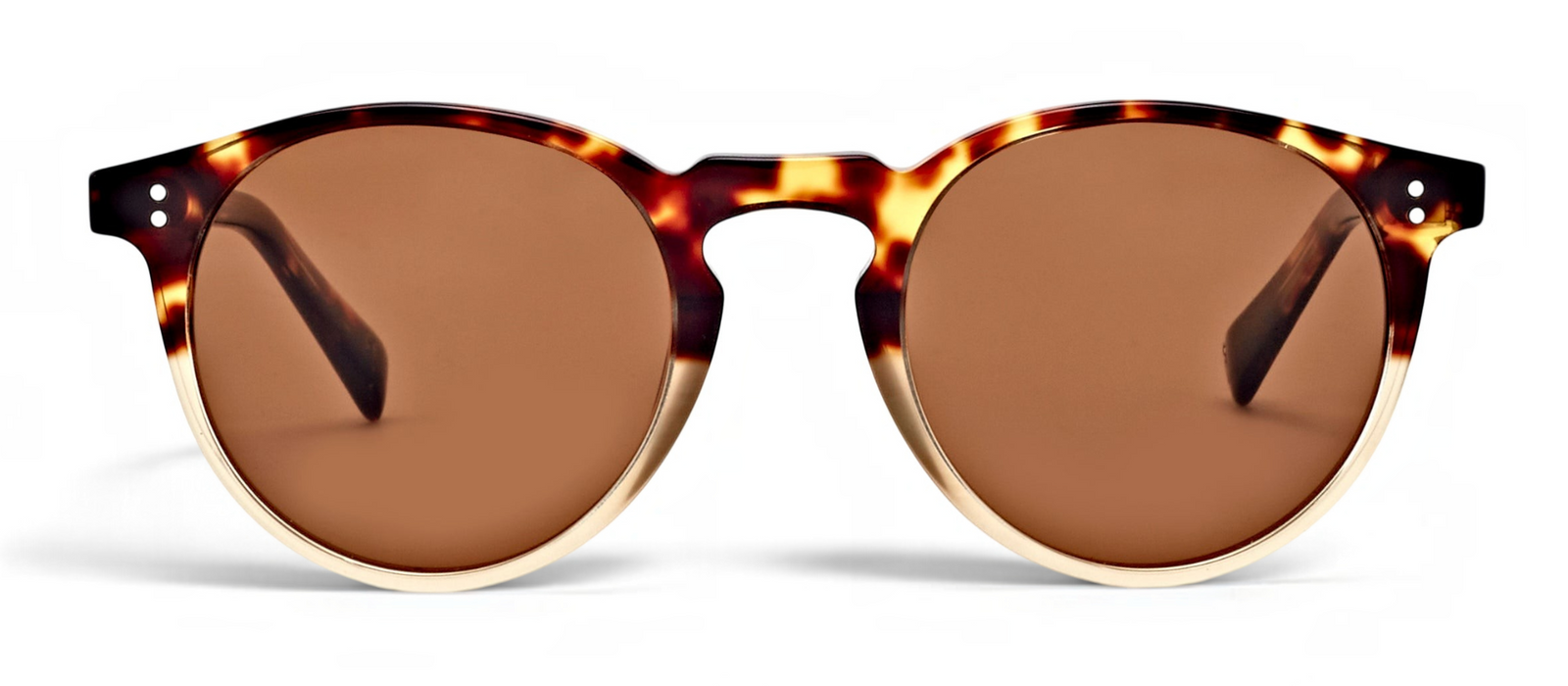lavunett Caramel round sunglasses in tortoiseshell acetate and metal with polarised lenses