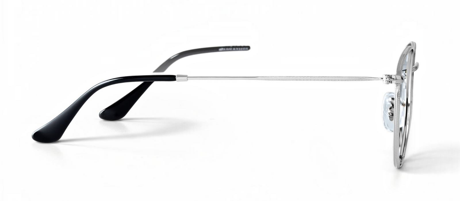 lavunett Hexa geometric glasses in silver metal with clear lenses, view 3