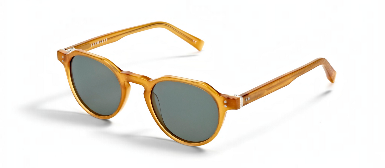 lavunett Yionas round sunglasses in coloured acetate with polarised lenses, view 2