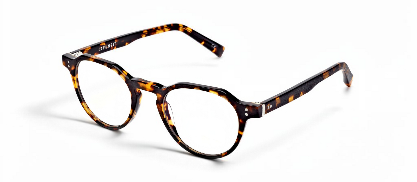 lavunett Swan round blue light glasses in tortoiseshell acetate, view 2