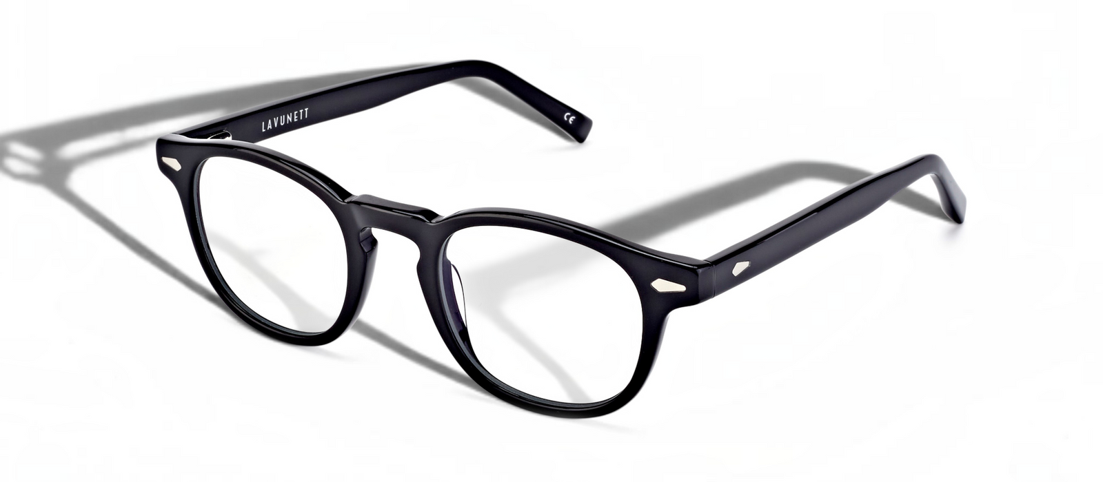 lavunett Sheeran round blue light glasses in black acetate, view 2