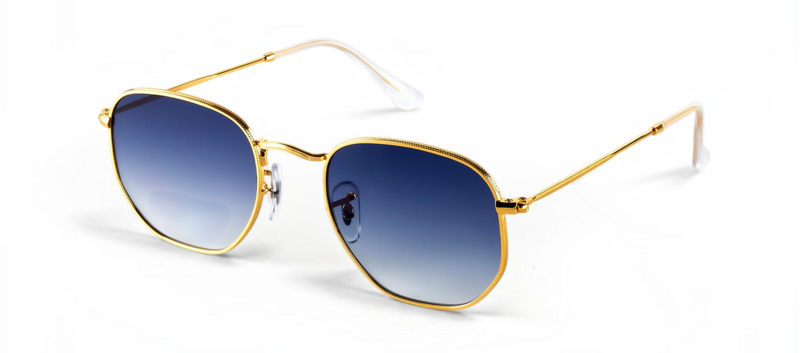 lavunett Hexa Gold geometric sunglasses in gold metal with tinted lenses, view 5