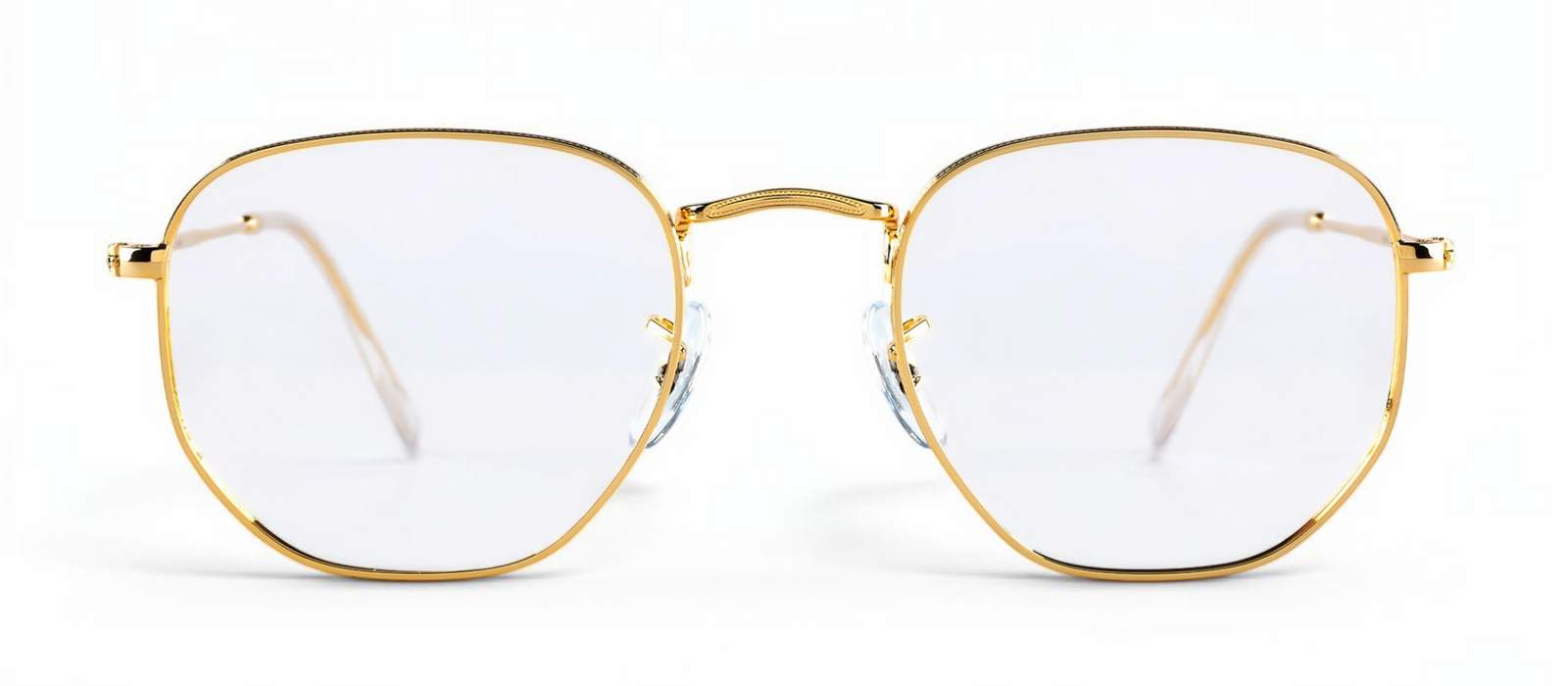 lavunett Hexa geometric glasses in silver metal with clear lenses, view 4