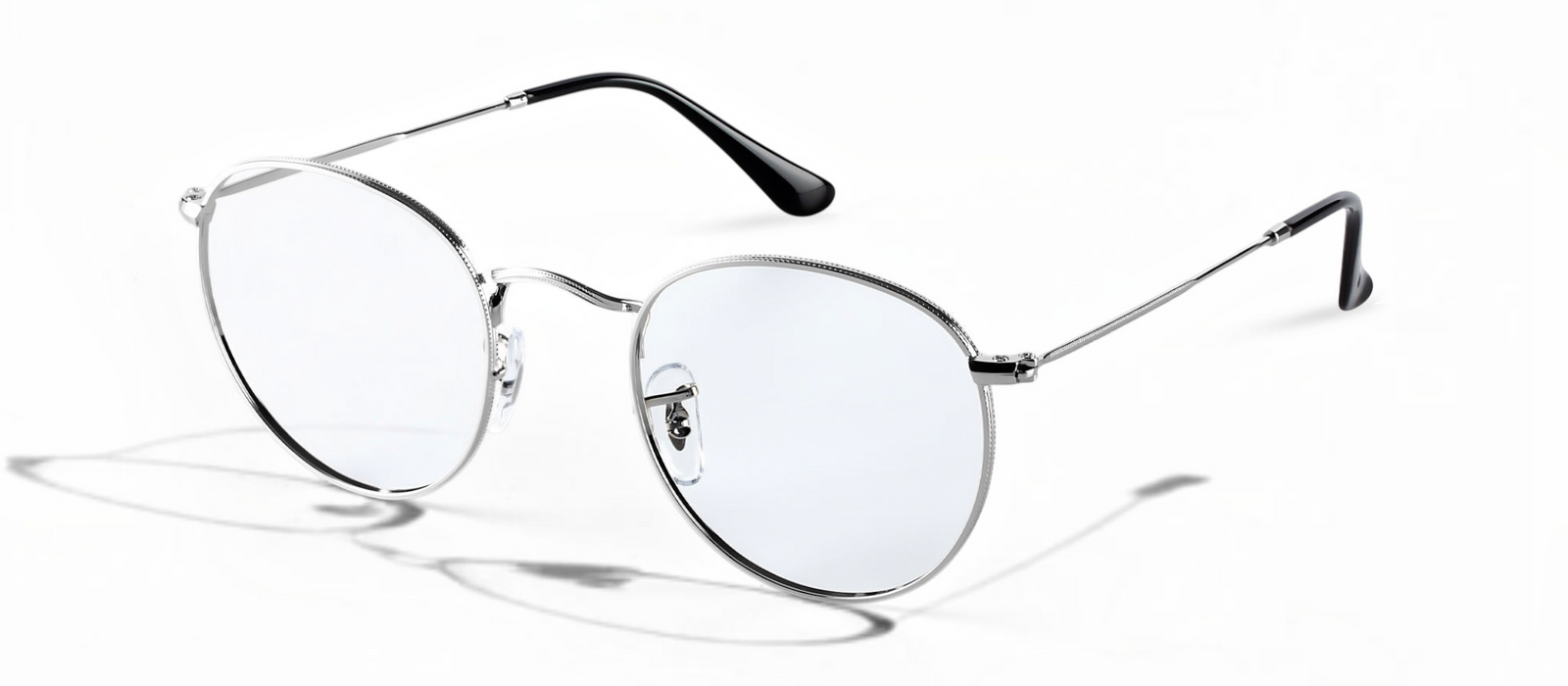 lavunett Benji round glasses in silver metal with clear lenses, view 2