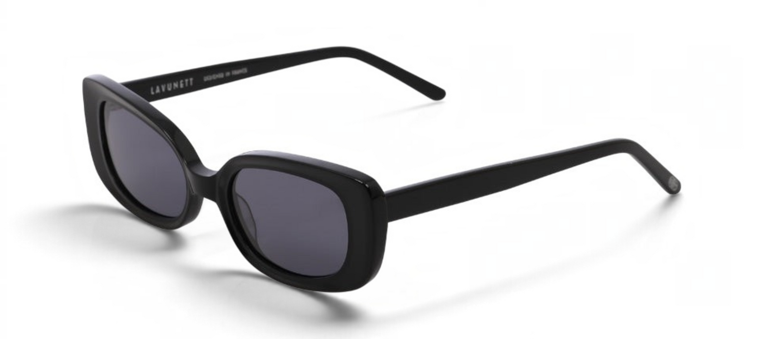lavunett Jackie round sunglasses in black acetate with polarised lenses, view 2
