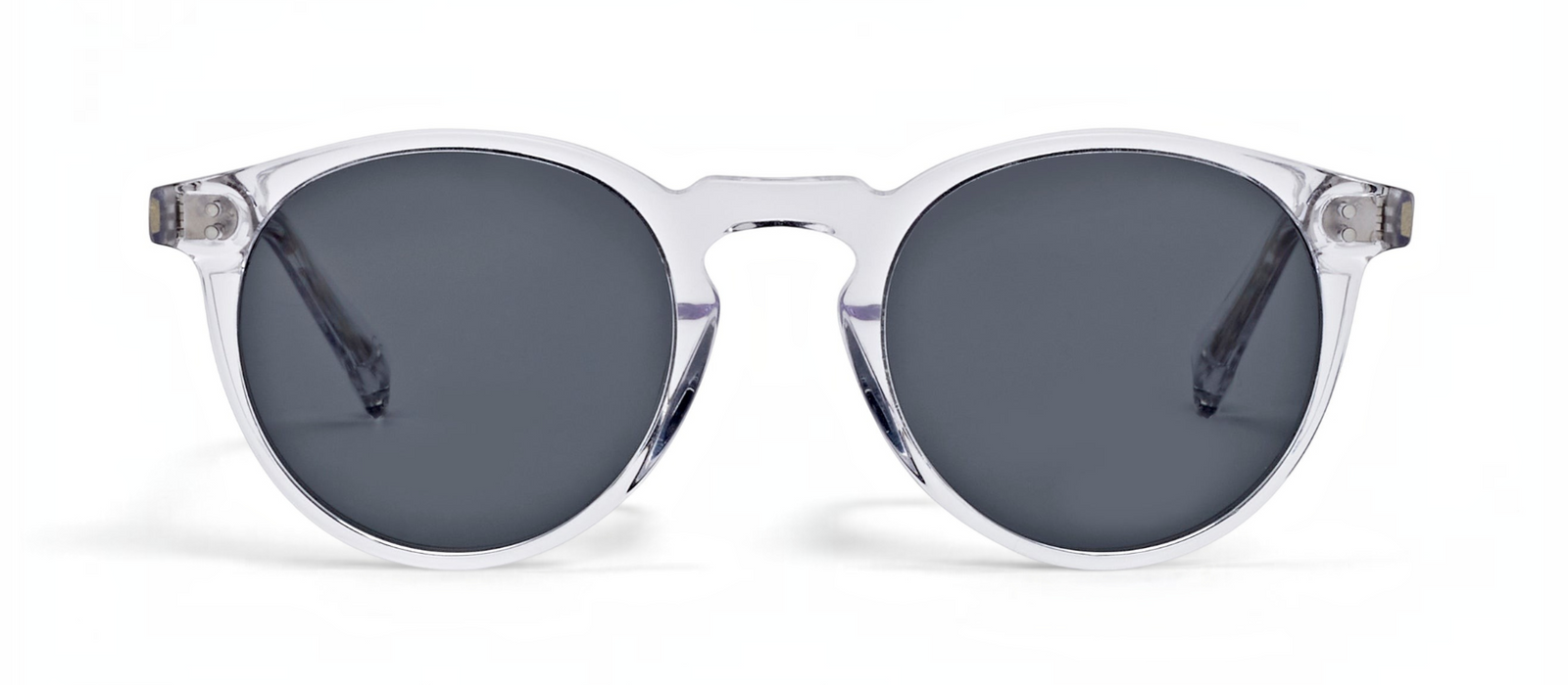 lavunett Watson round sunglasses in clear crystal acetate with polarised lenses