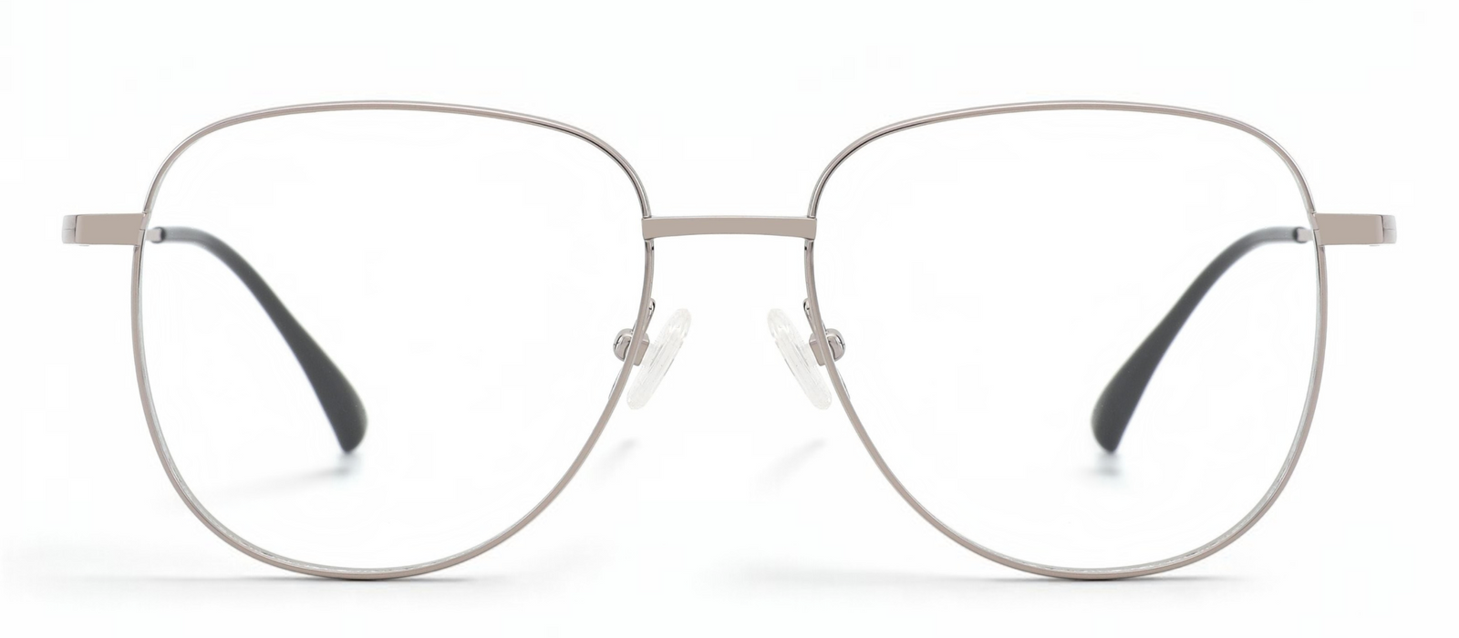 lavunett Pacho square glasses in silver titanium with clear lenses