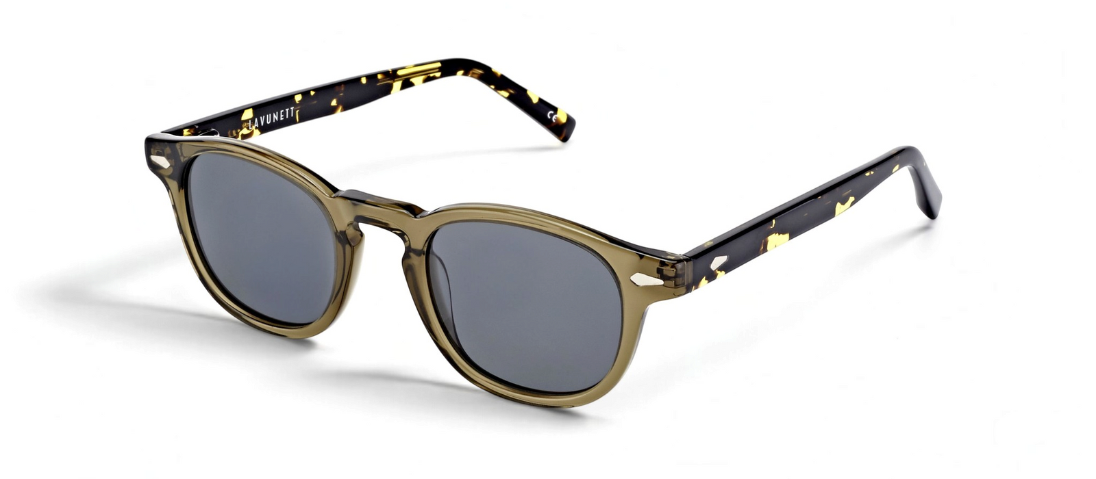 lavunett Grinder round sunglasses in coloured acetate with polarised lenses, view 2
