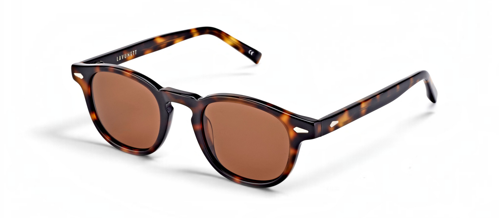 lavunett Spitfire round sunglasses in tortoiseshell acetate with polarised lenses, view 2