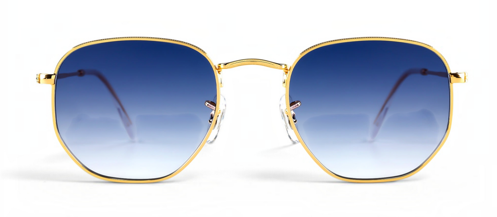 lavunett Hexa Gold geometric sunglasses in gold metal with tinted lenses, view 4