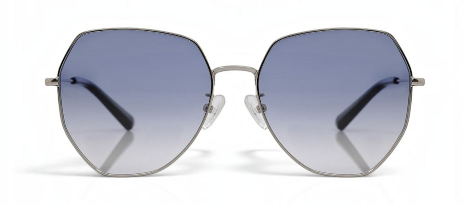 lavunett Rio geometric sunglasses in silver metal with polarised lenses