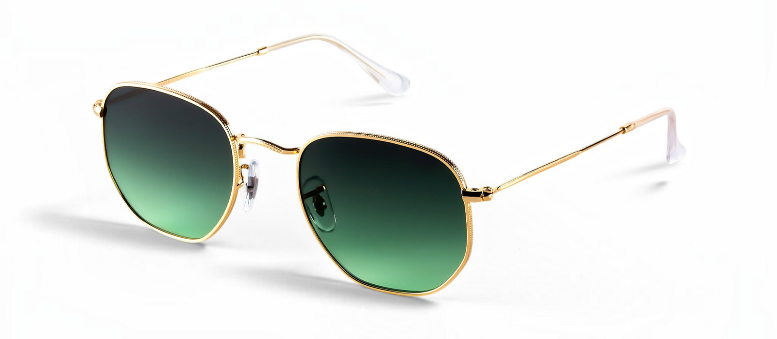 lavunett Hexa Gold geometric sunglasses in gold metal with tinted lenses, view 2