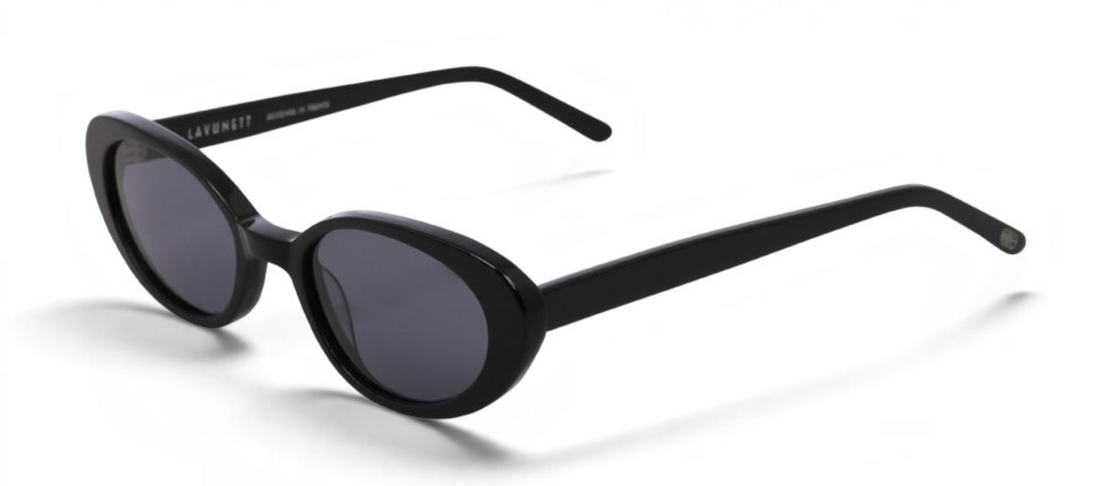lavunett Esma round sunglasses in black acetate with polarised lenses, view 2
