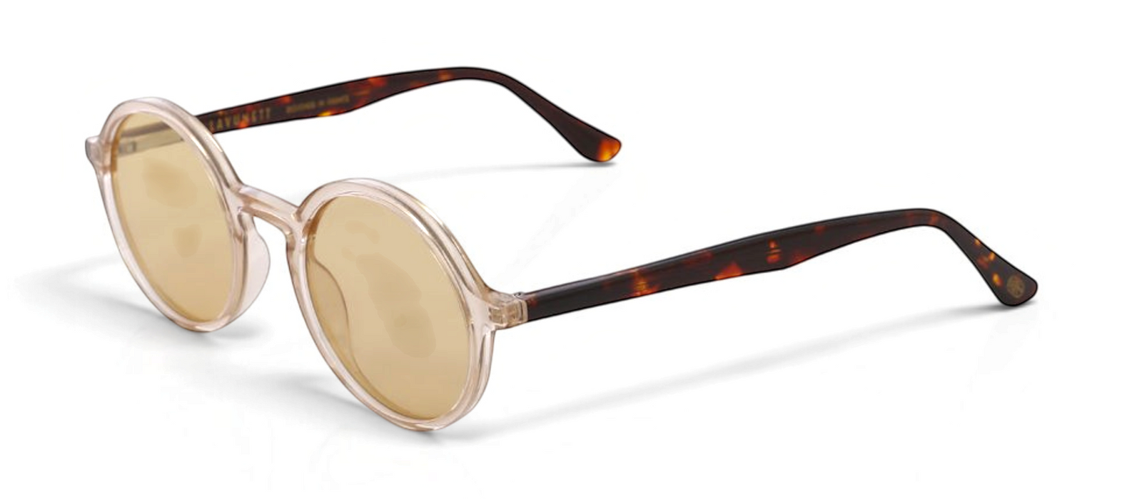 lavunett Bardot round sunglasses in clear crystal acetate with polarised lenses, view 2