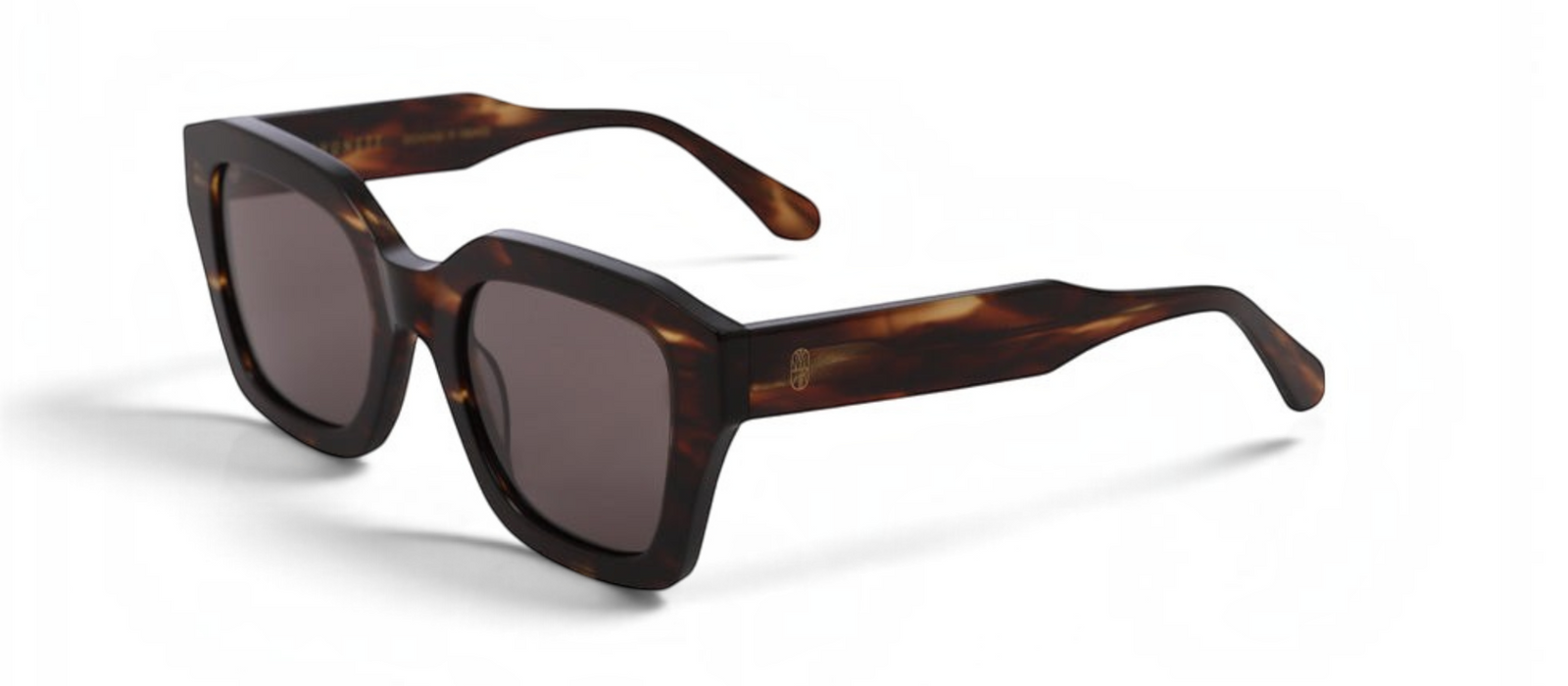 lavunett Edith Gold square sunglasses in tortoiseshell acetate with polarised lenses, view 2