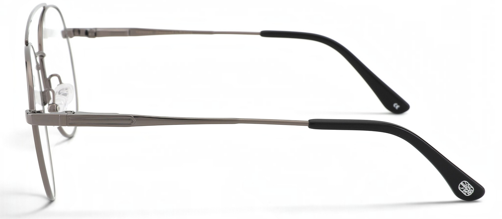 lavunett Pablito aviator glasses in silver titanium with clear lenses, view 3