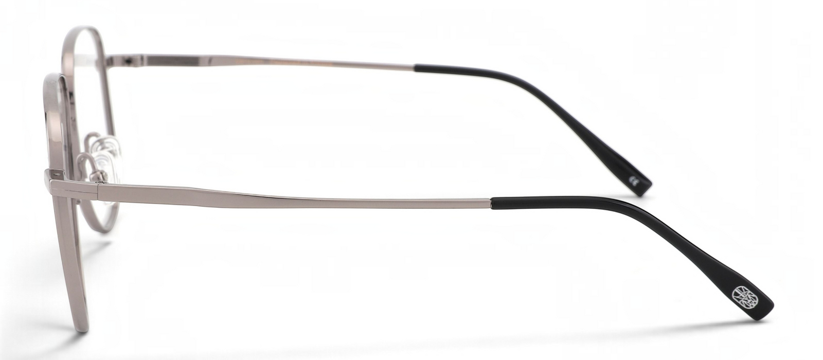 lavunett Pacho square glasses in silver titanium with clear lenses, view 3