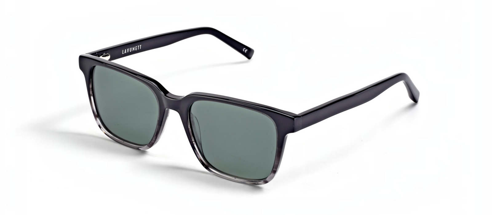 lavunett Degria square sunglasses in black acetate with polarised lenses, view 2