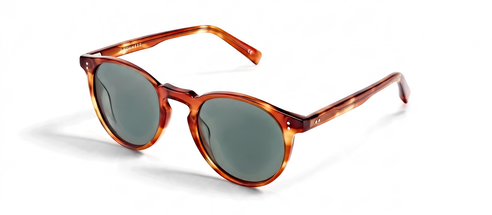 lavunett Amico round sunglasses in tortoiseshell acetate with polarised lenses, view 2