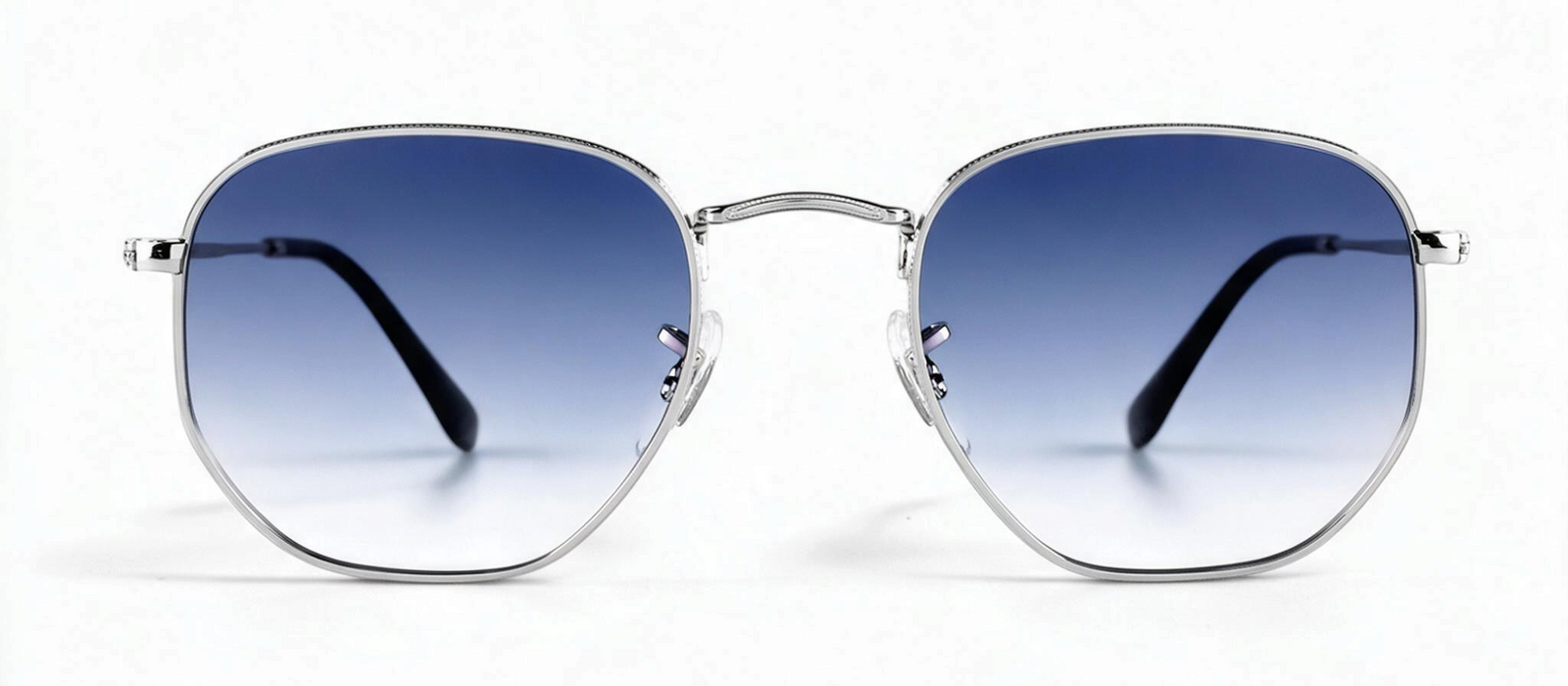 lavunett Hexa geometric sunglasses in silver metal with tinted lenses