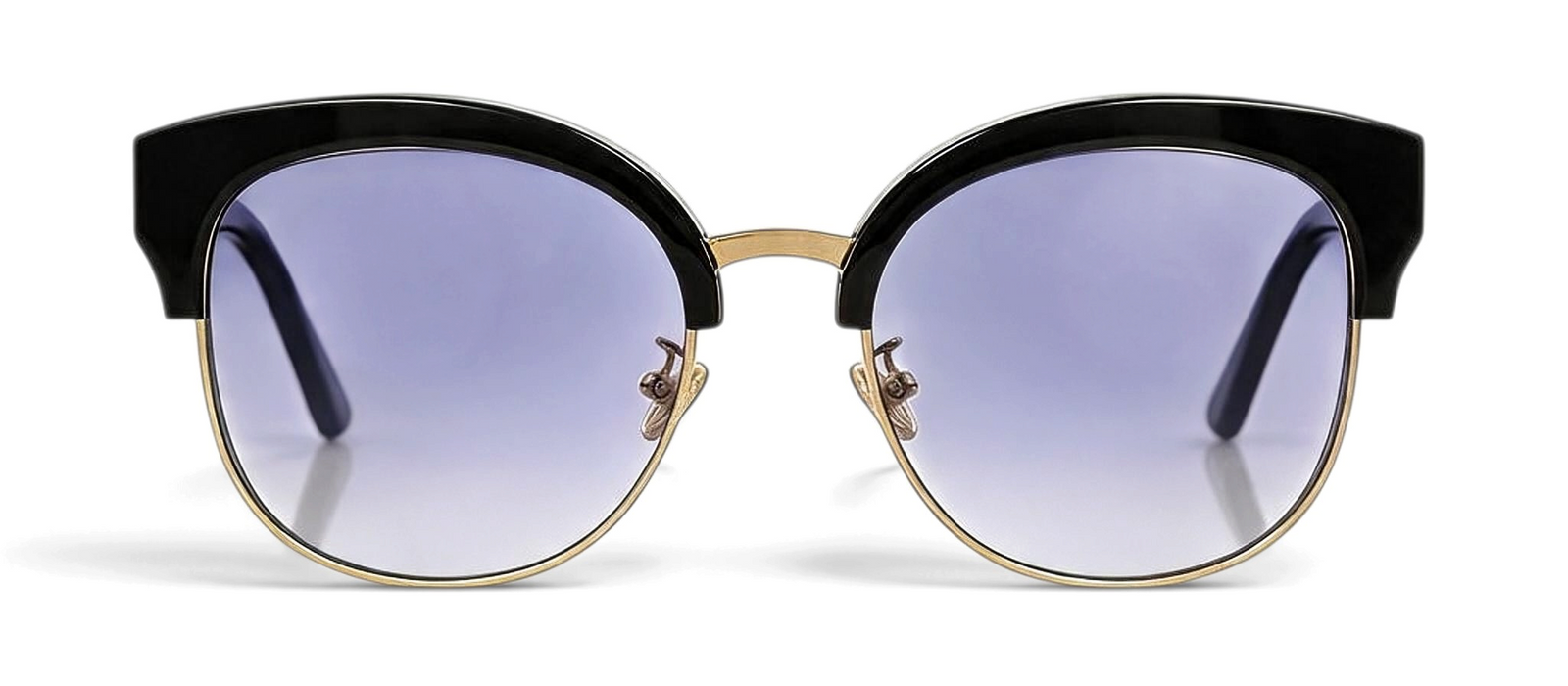 lavunett Efnan square sunglasses in black acetate and metal with polarised lenses