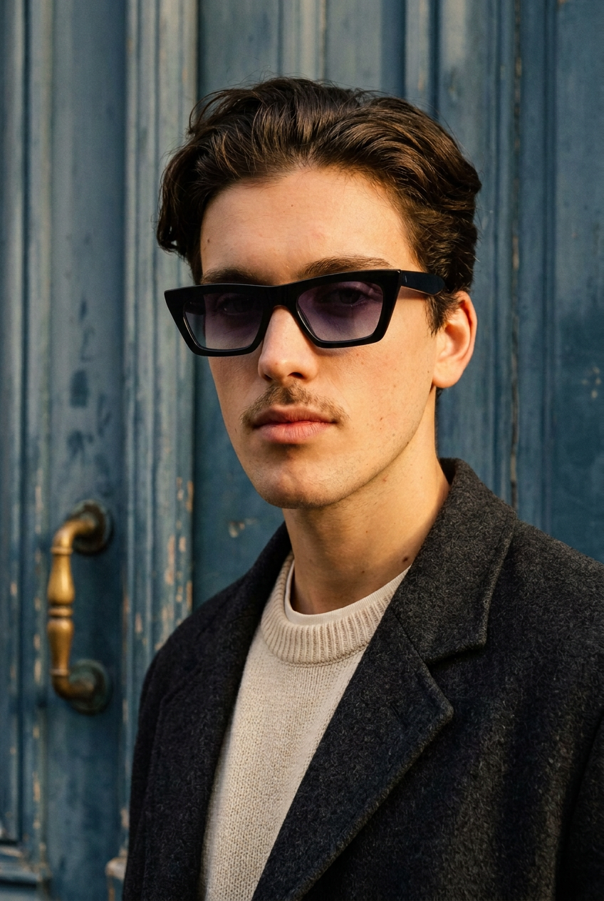 Man wearing lavunett Dolce sunglasses with gradient lenses