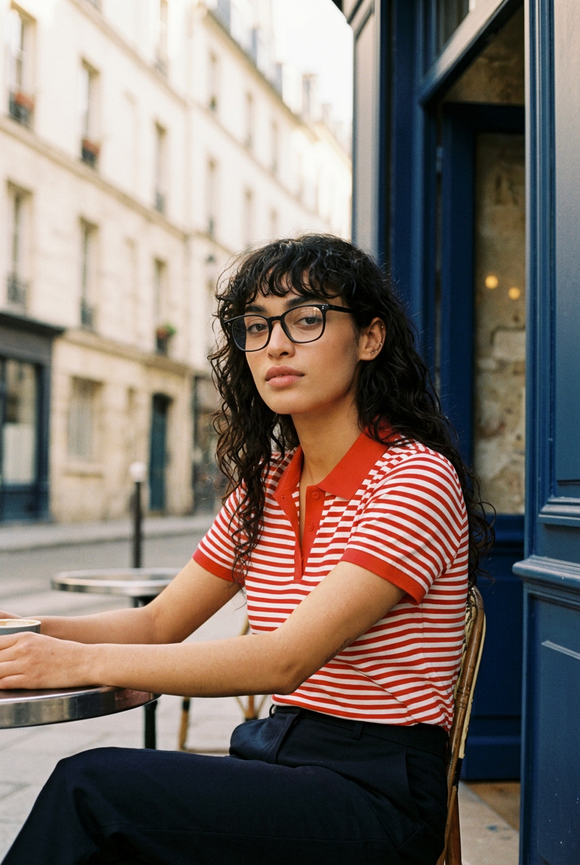 Woman wearing lavunett Gepetto blue light glasses