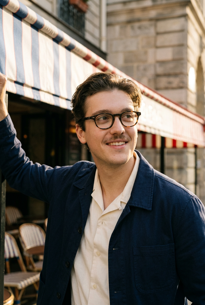 Man wearing lavunett Johnny blue light glasses