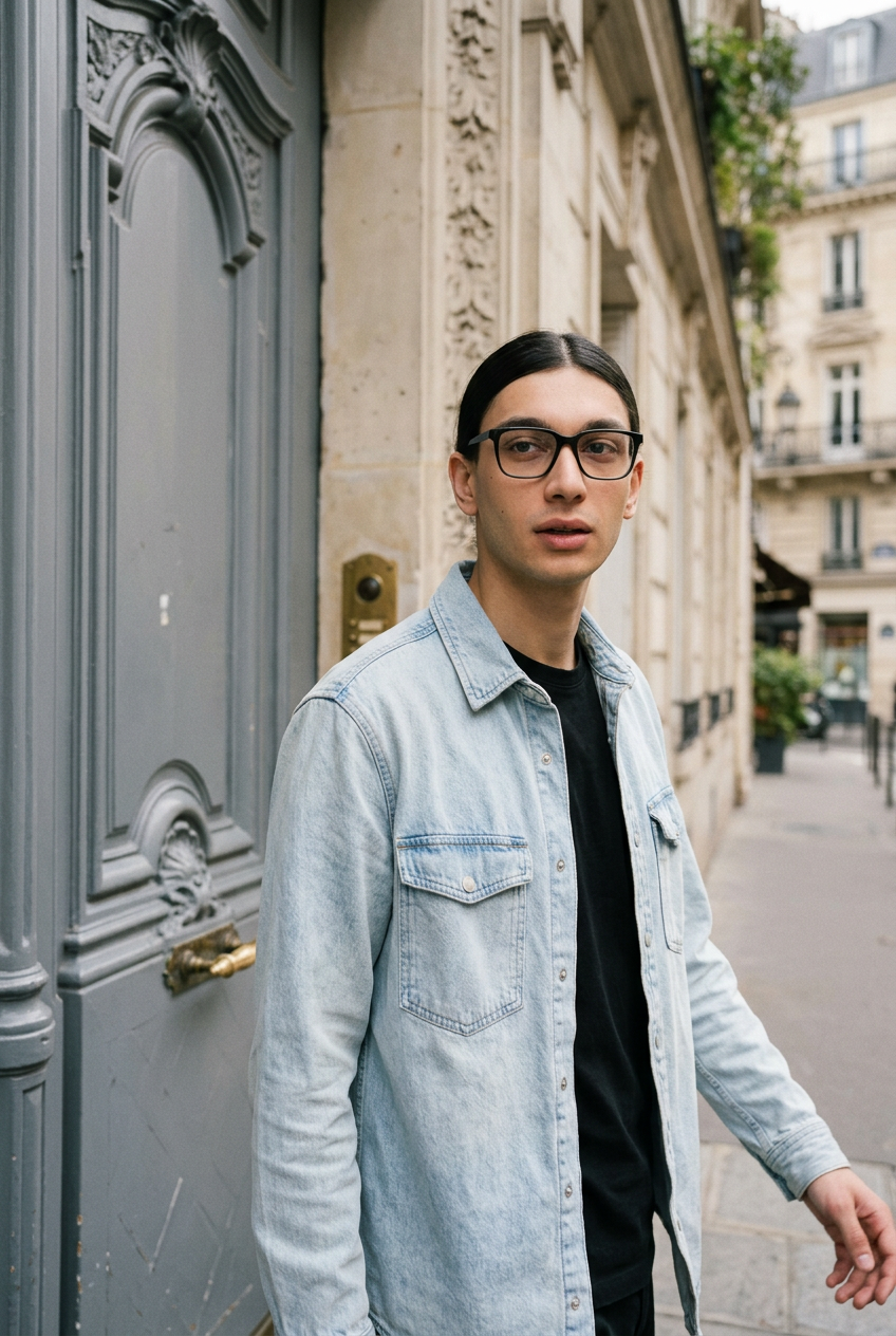 Man wearing lavunett Joshua blue light glasses