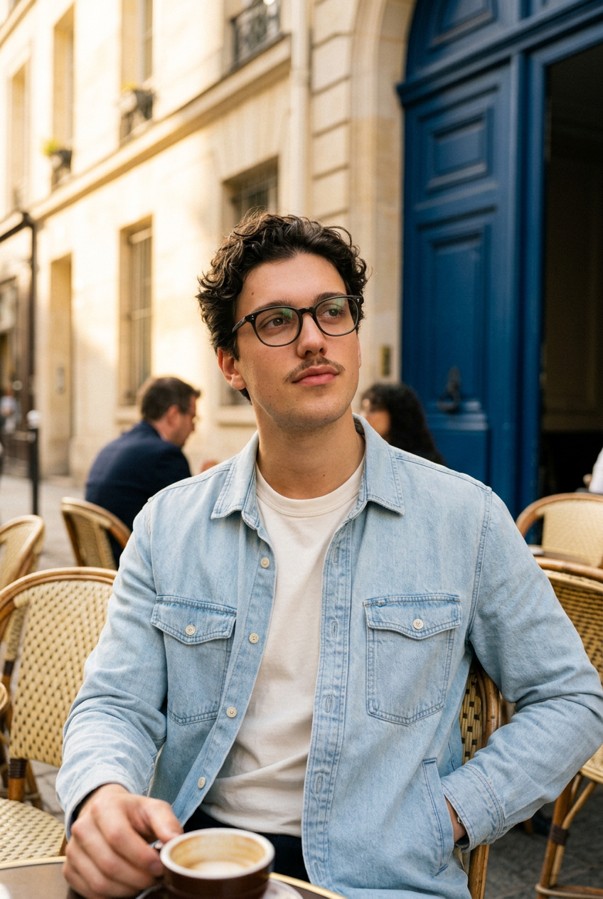 Man wearing lavunett Sagopa blue light glasses