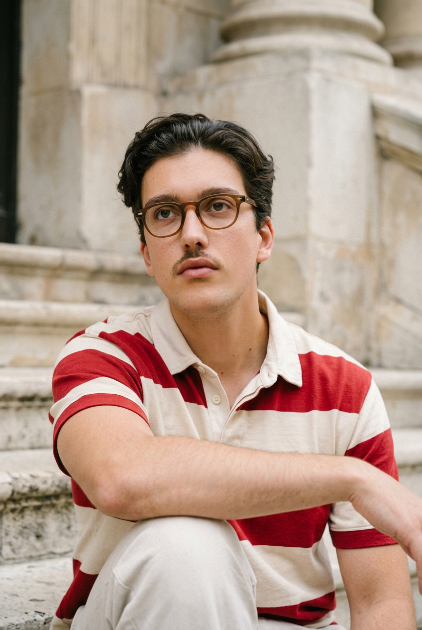 Man wearing lavunett Salazar blue light glasses