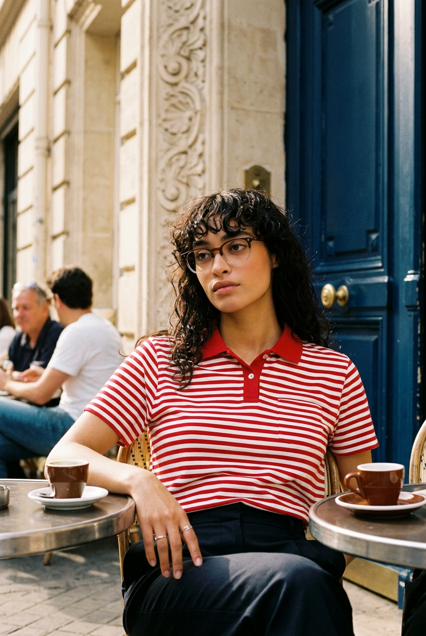 Woman wearing lavunett Salazar blue light glasses