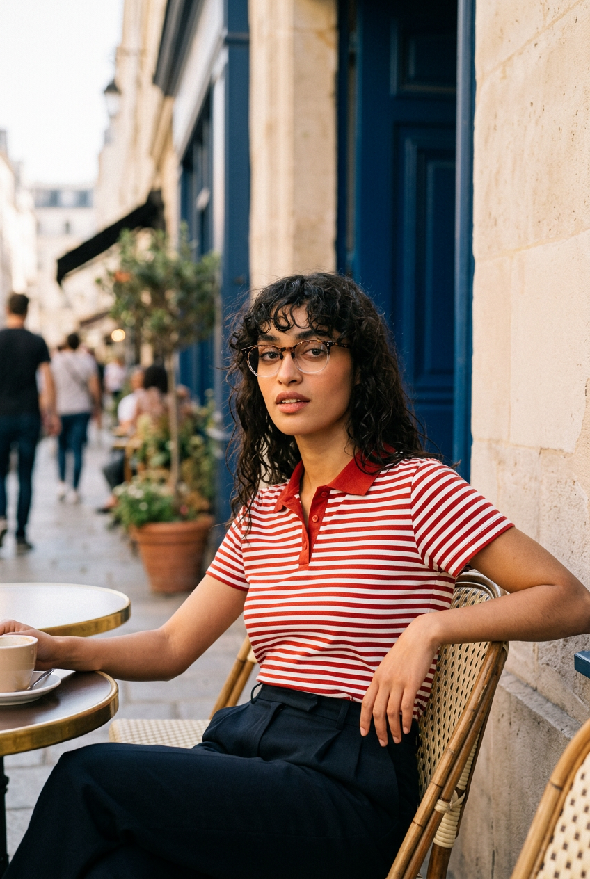 Woman wearing lavunett Sara blue light glasses