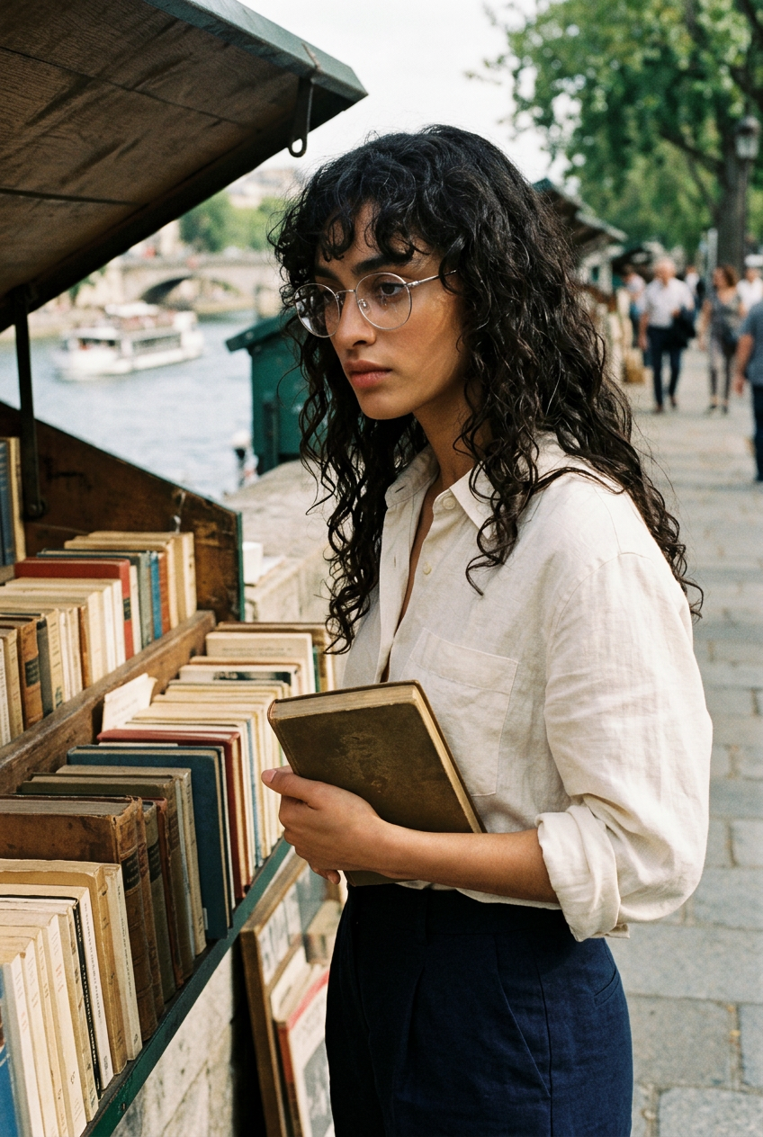 Woman wearing lavunett Benji glasses