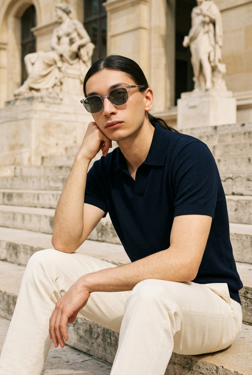 Man wearing lavunett Bartholdi sunglasses