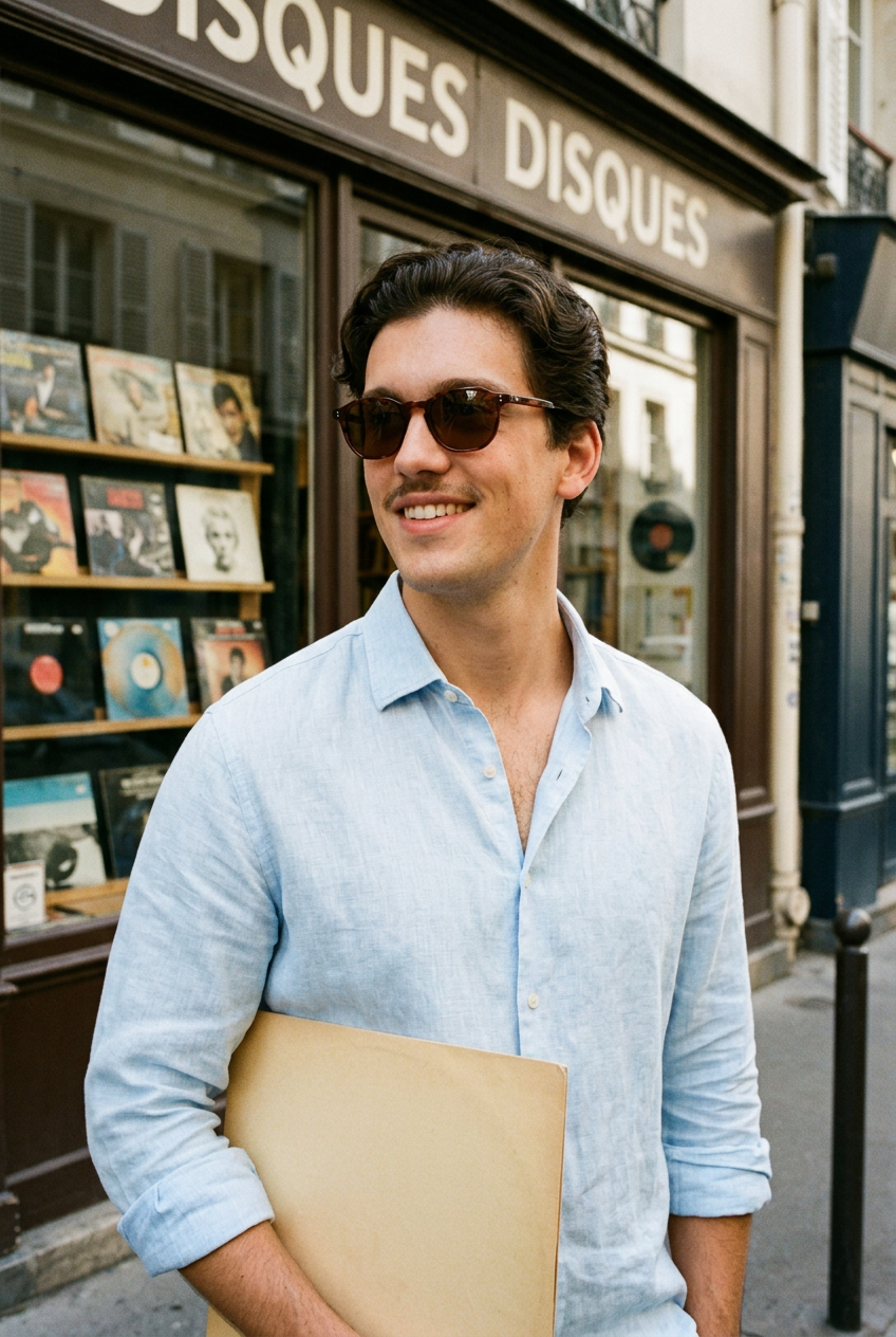 Man wearing lavunett Brownie sunglasses