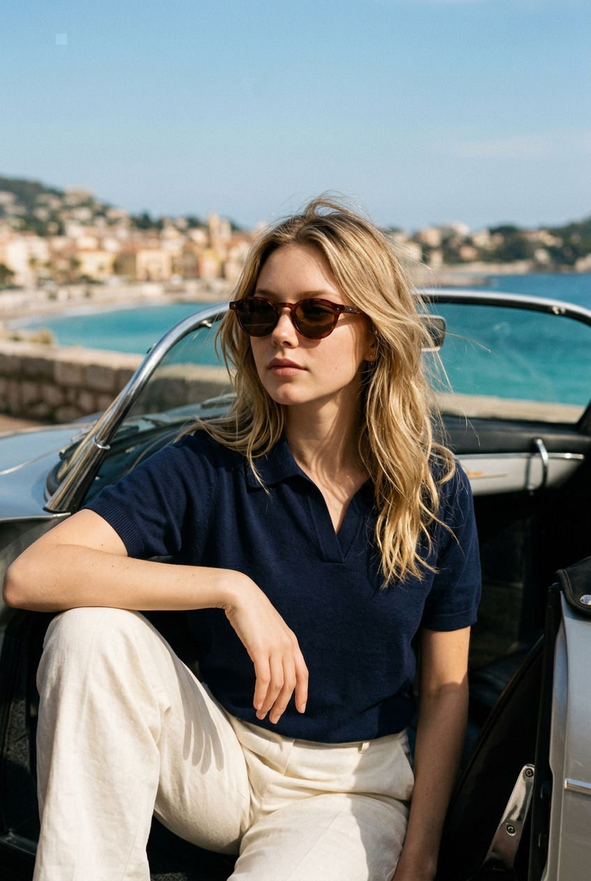 Woman wearing lavunett Brownie sunglasses