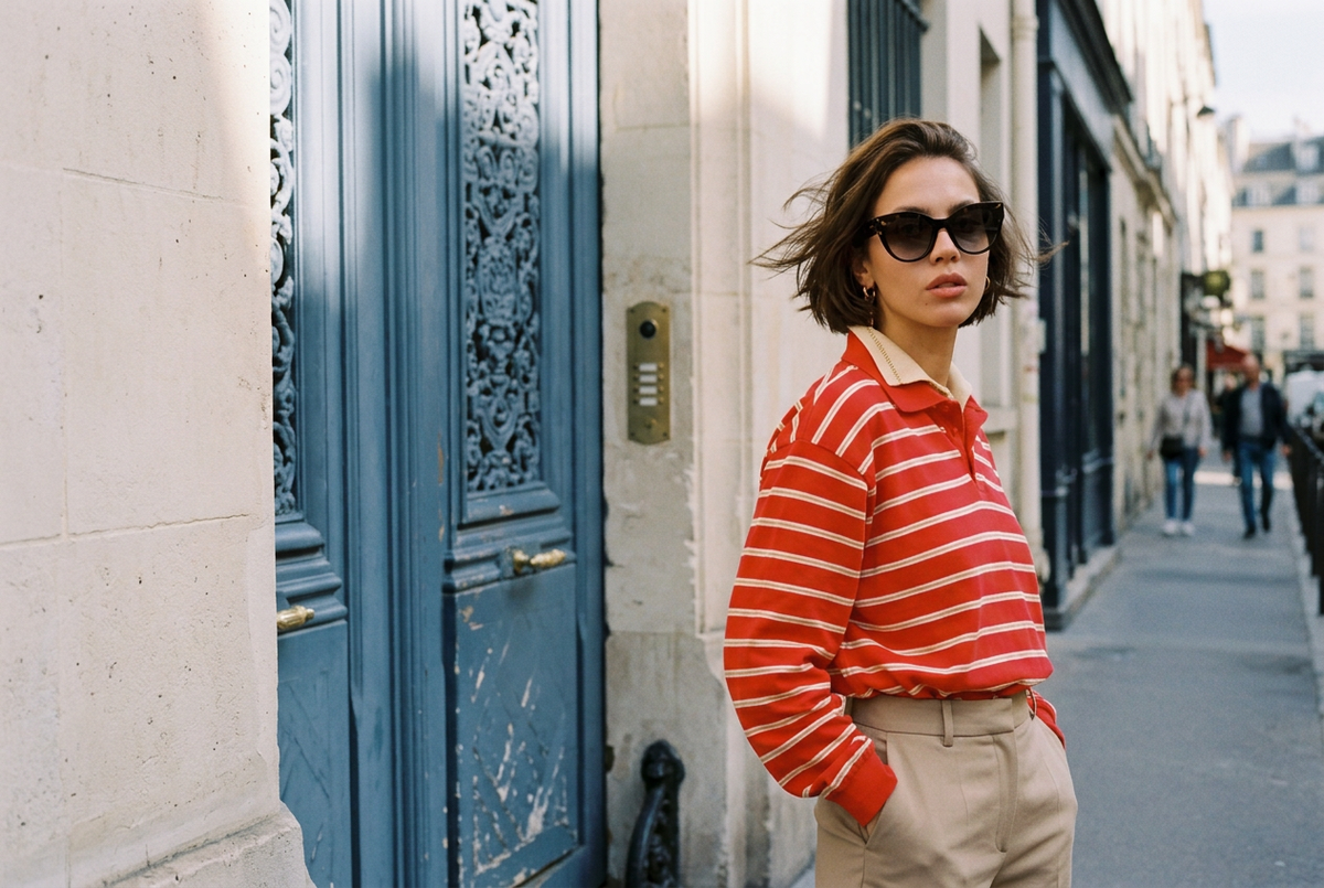 Woman wearing lavunett Kim sunglasses on a Paris street