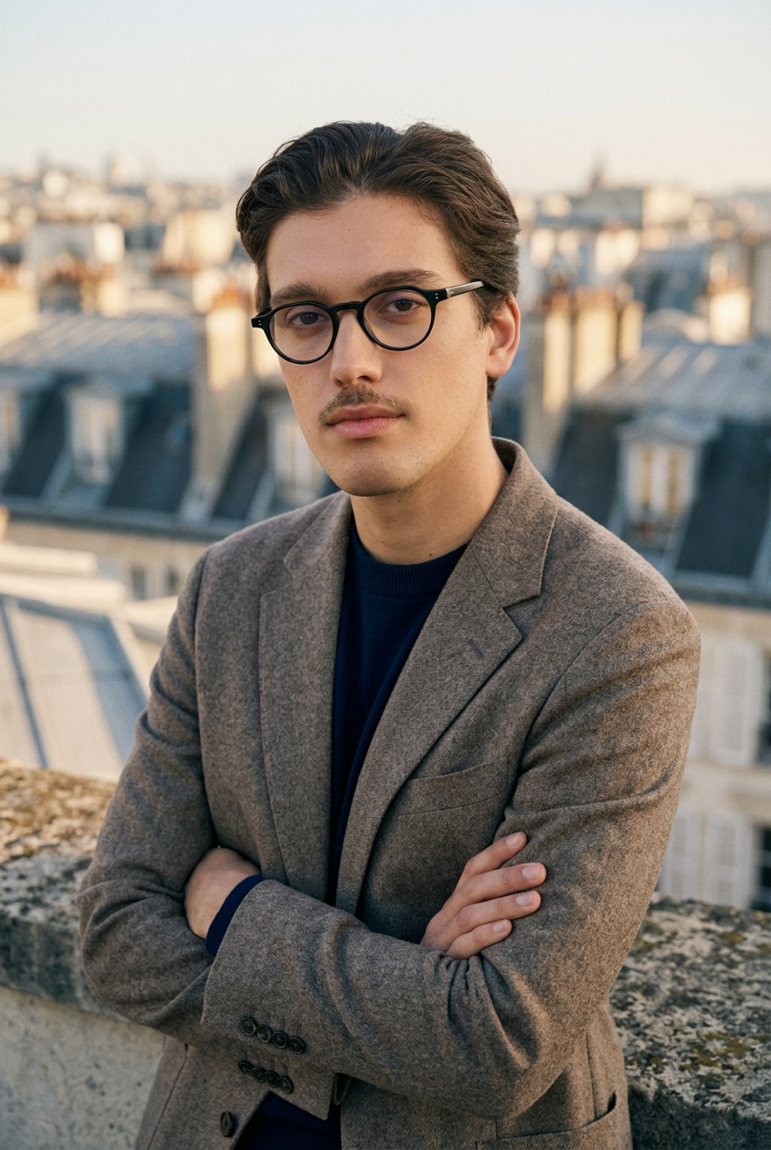 Man wearing lavunett Paris blue light glasses